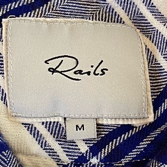 Rails plaid cobalt white button up long sleeve shirt top medium - Picture 7 of 10